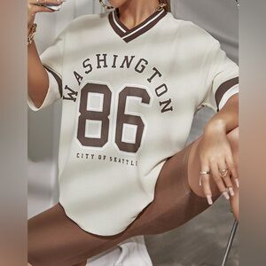 Washington 86  V Neck Team Shirts Drop Shoulder Half Sleeve Jersey T-Shirt